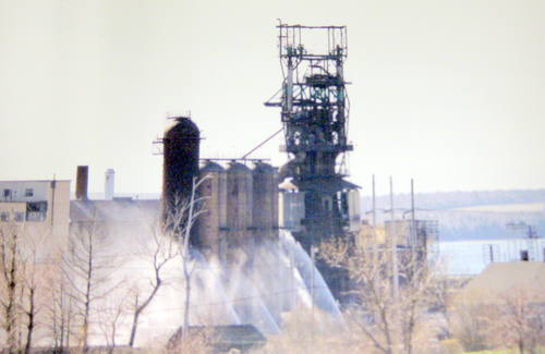 The demolition of the Steel Plant was photographed by Frank Starzomski and included in his family's scrapbook album commemorating his father Joseph Starzomski..